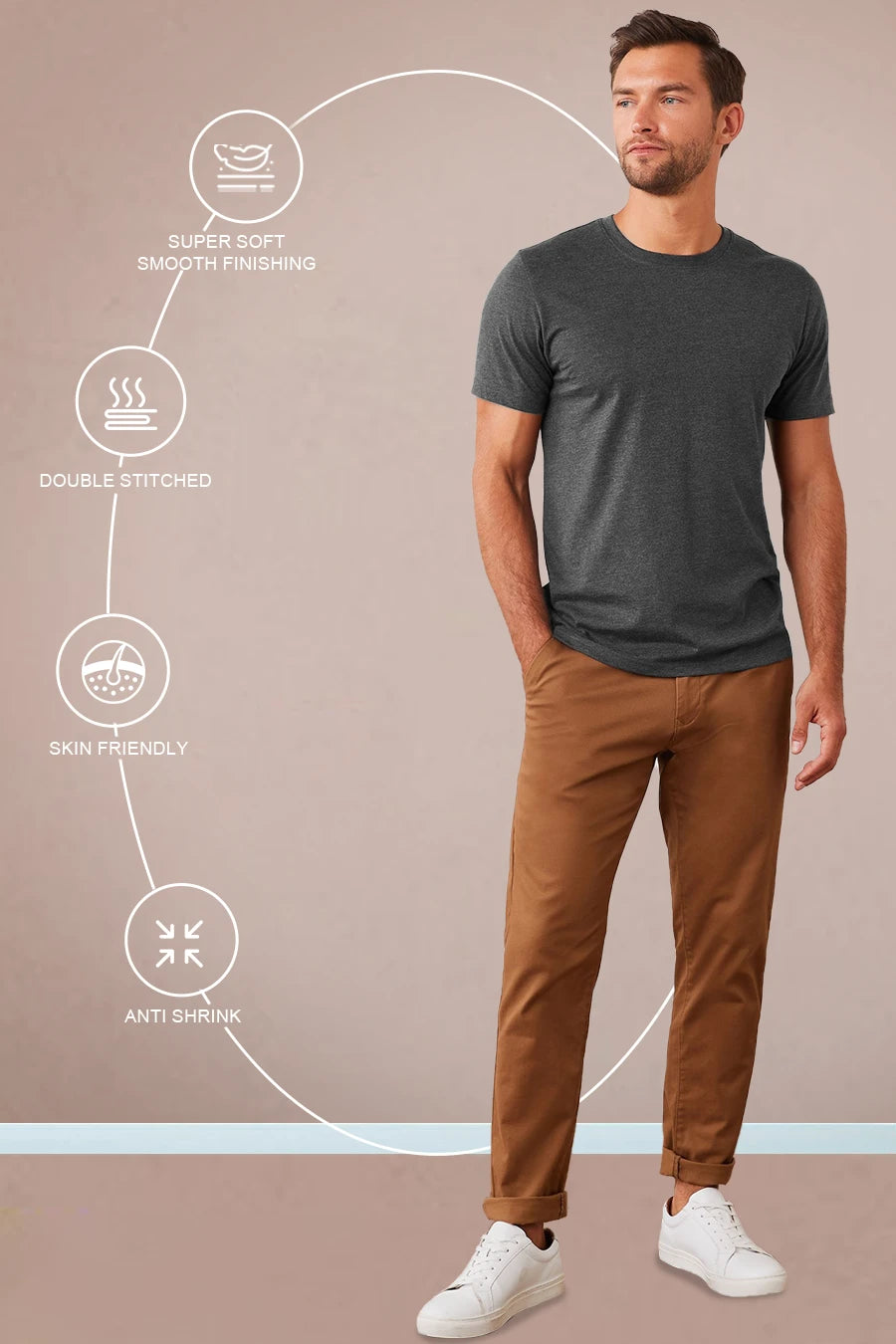 Pack 4 - Dark Grey, Light Grey, Navy Blue and Light Pink - Classic Crew