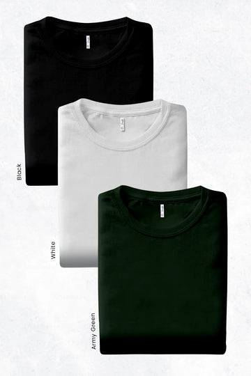 Pack 3 - Black, white & Army Green - Classic Crew