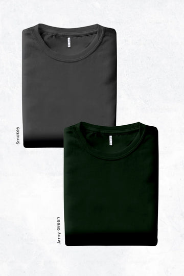 Pack 2 - Smoky Grey & Army Green - Classic Crew
