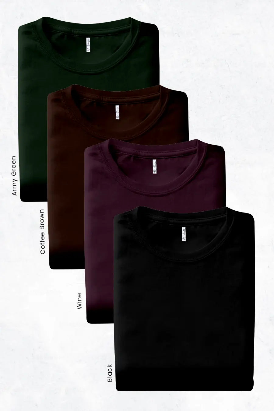 Pack 4 - Army Green, Black, Coffee & Wine - Classic Crew