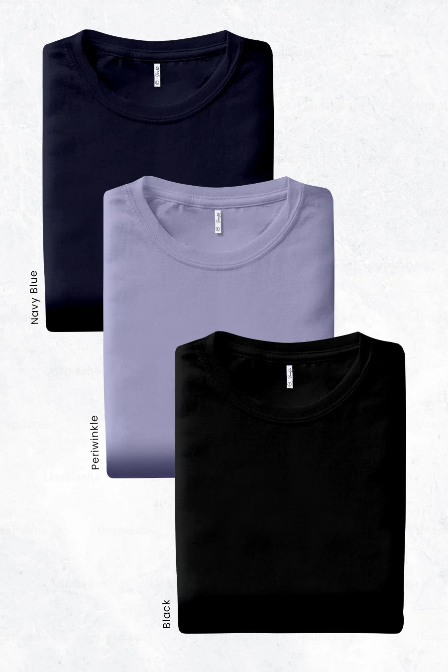 Pack 3 - Black, Periwinkle & Navy Blue - Classic Crew
