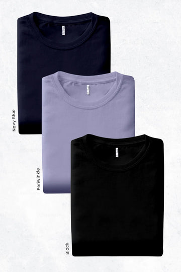Pack 3 - Black, Periwinkle & Navy Blue - Classic Crew