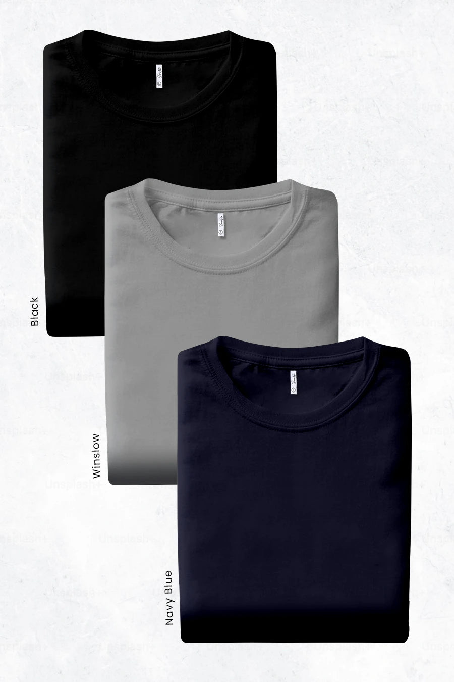 Pack 3 - Winslow, Black & Navy Blue - Classic Crew