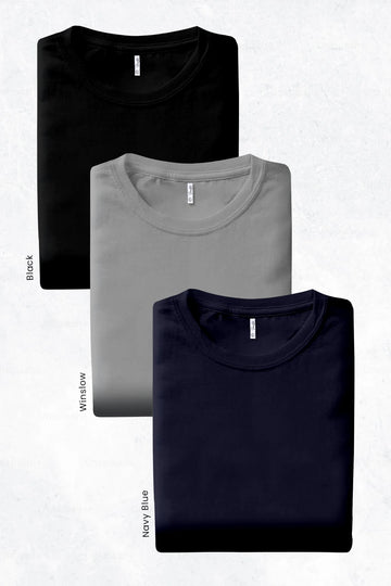 Pack 3 - Winslow, Black & Navy Blue - Classic Crew