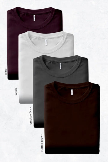 Pack 4 - Smoky Grey, Coffee, white, Wine - Classic Crew