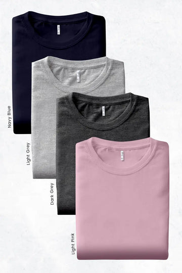 Pack 4 - Dark Grey, Light Grey, Navy Blue and Light Pink - Classic Crew