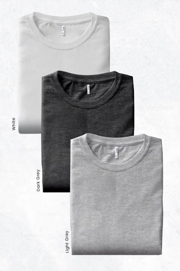 Pack 3 - Dark Grey, Light Grey & White - Classic Crew