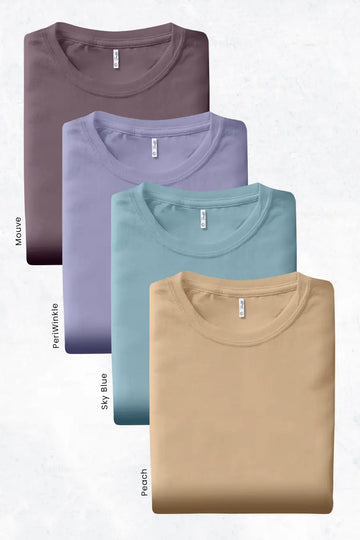 Pack 4 - Peach, Periwinkle, Sky blue, Mauve - Classic Crew