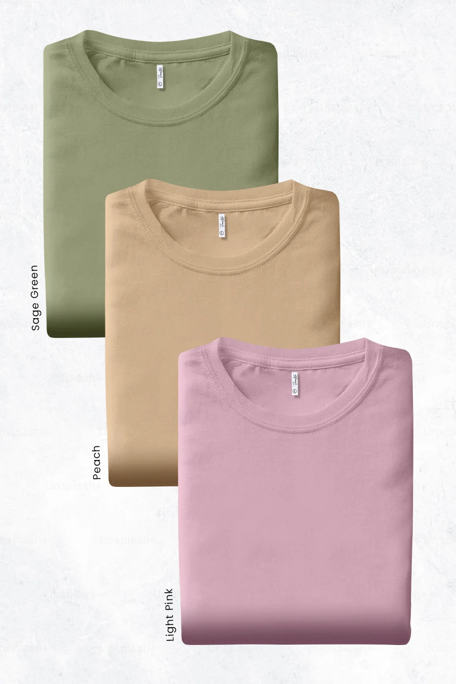Pack 3 - Light Pink, Sage Green & Peach - Classic Crew
