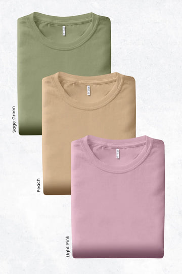 Pack 3 - Light Pink, Sage Green & Peach - Classic Crew