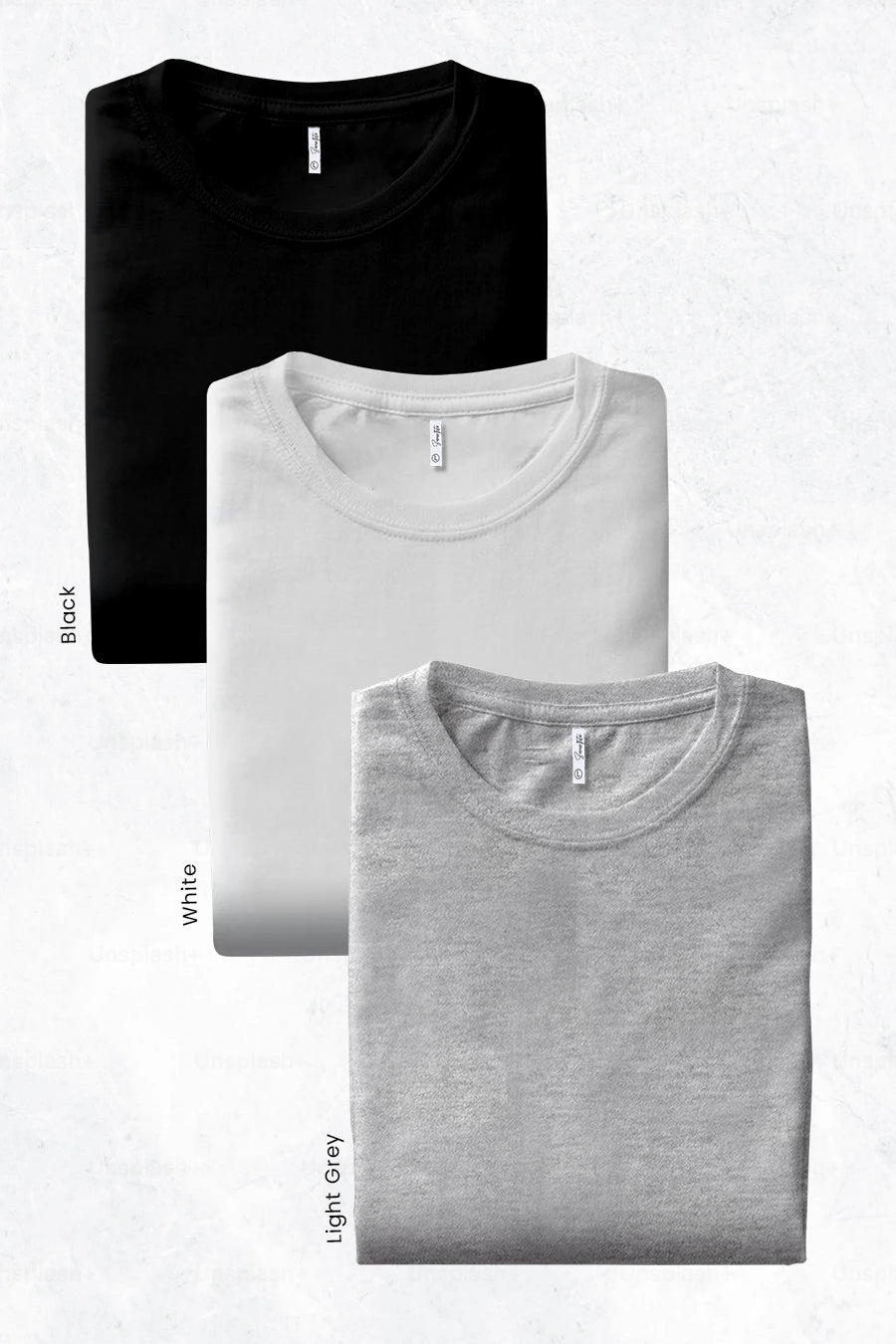 Pack 3 - Black, White & Light grey - Classic Crew