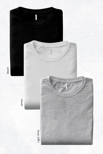 Pack 3 - Black, White & Light grey - Classic Crew