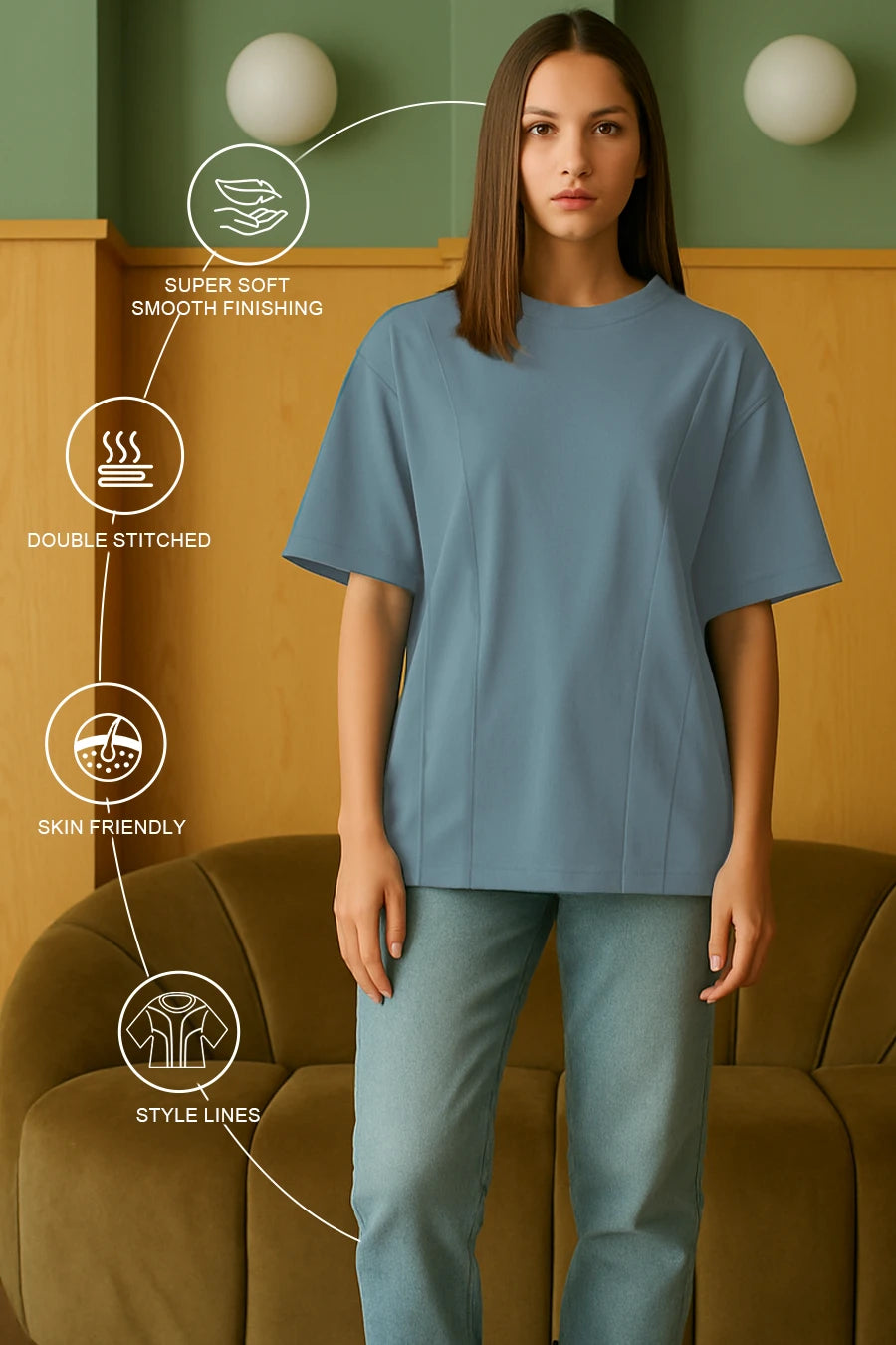 Dusty Blue Oversized T-shirt