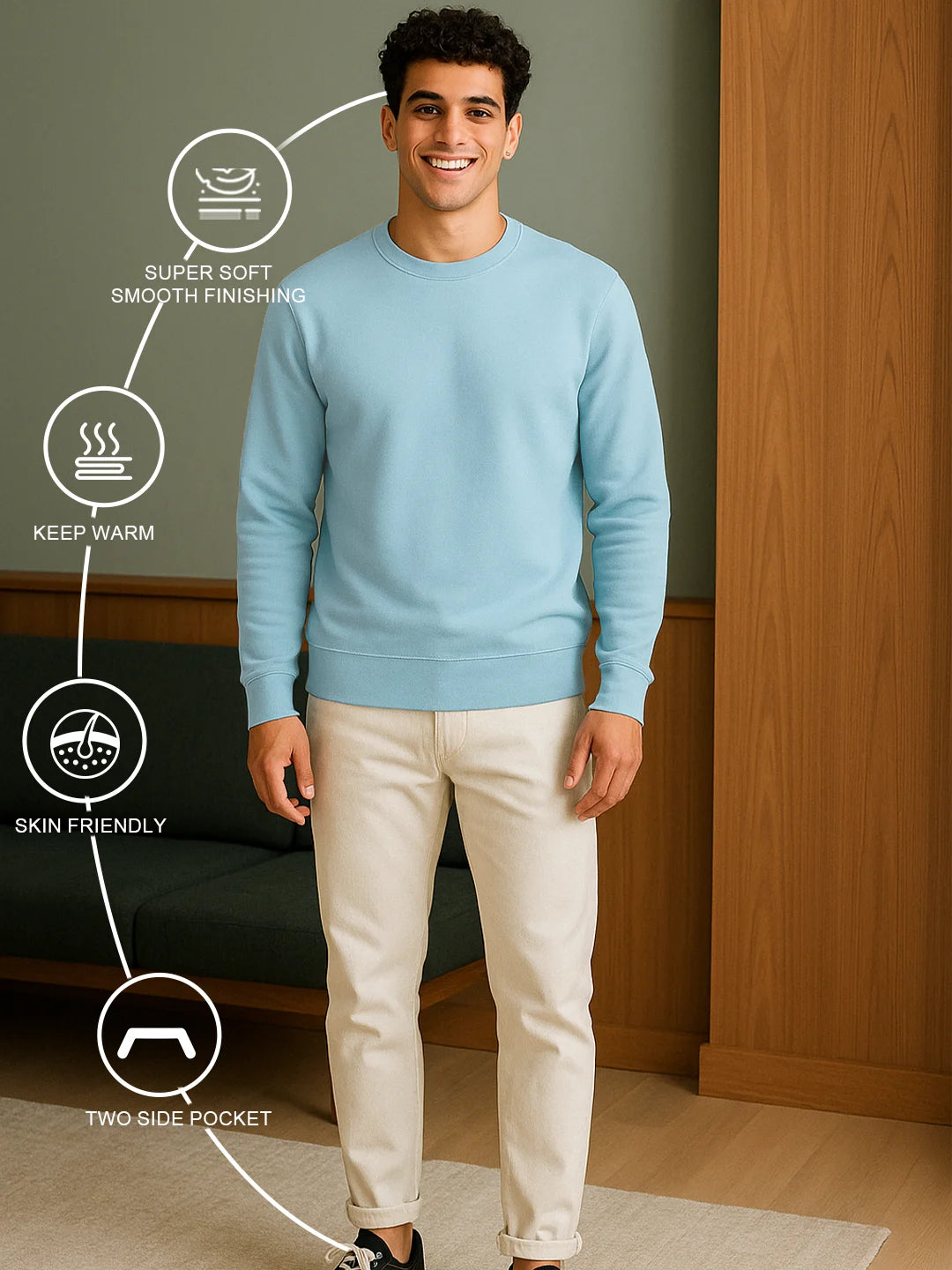 Sky Blue - Fleece Sweatshirt