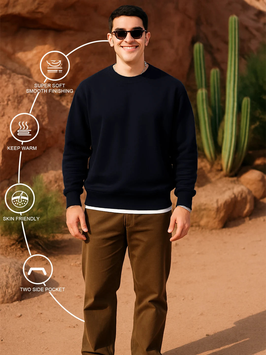 Navy Blue - Fleece Sweatshirt