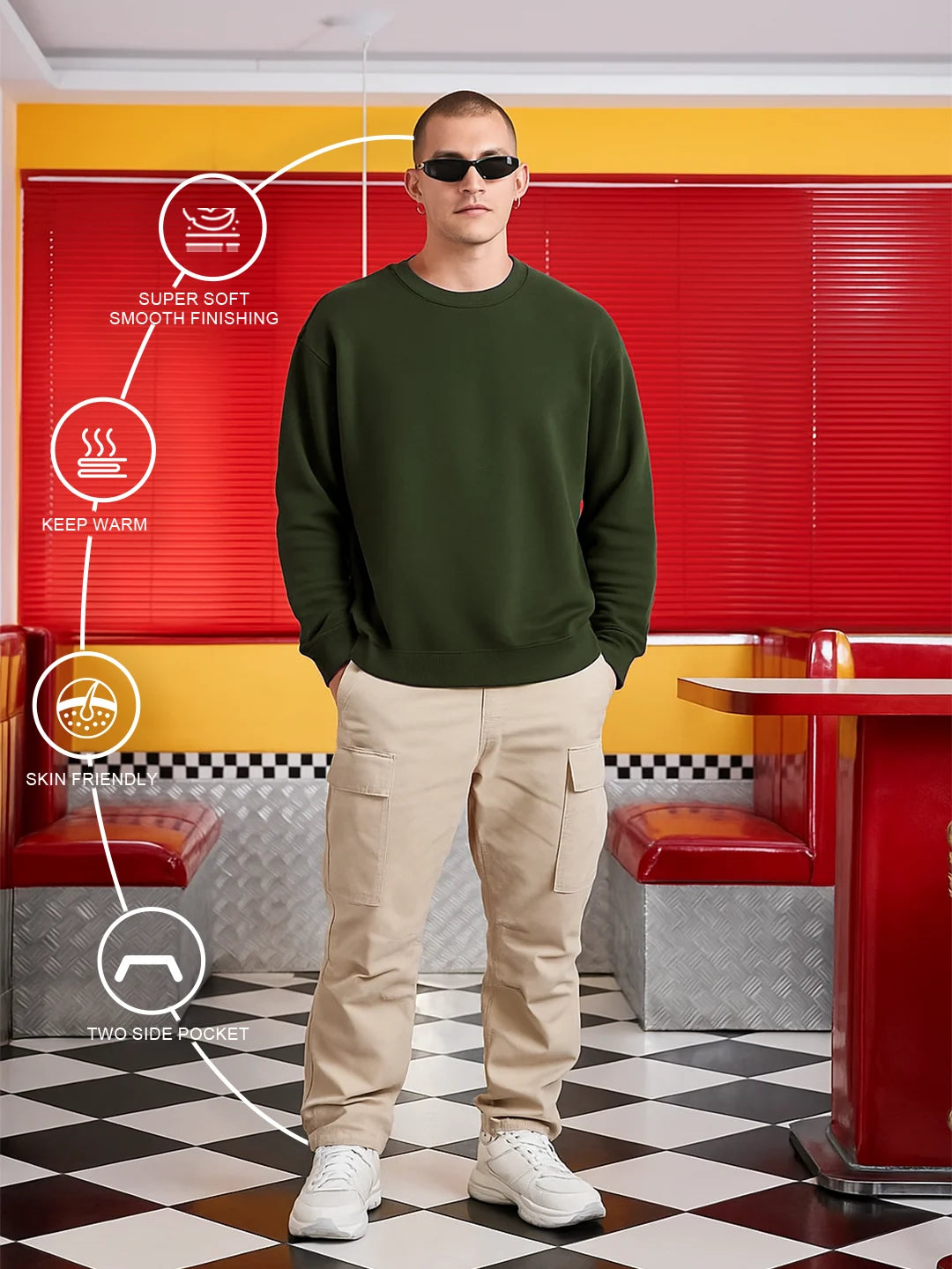 Army Green - Fleece Sweatshirt