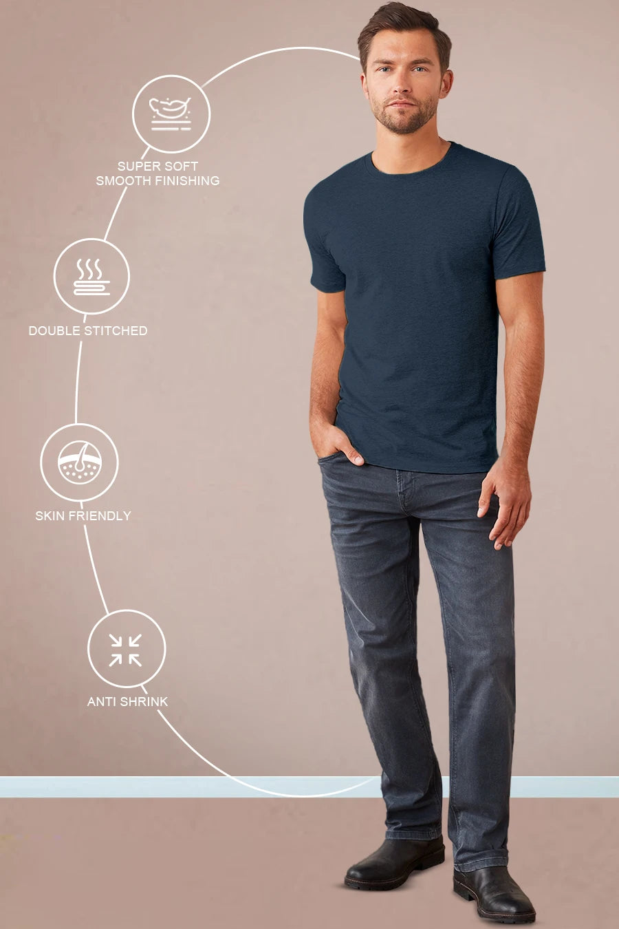 Pack 2 - Navy melange & Dark grey - Classic Crew