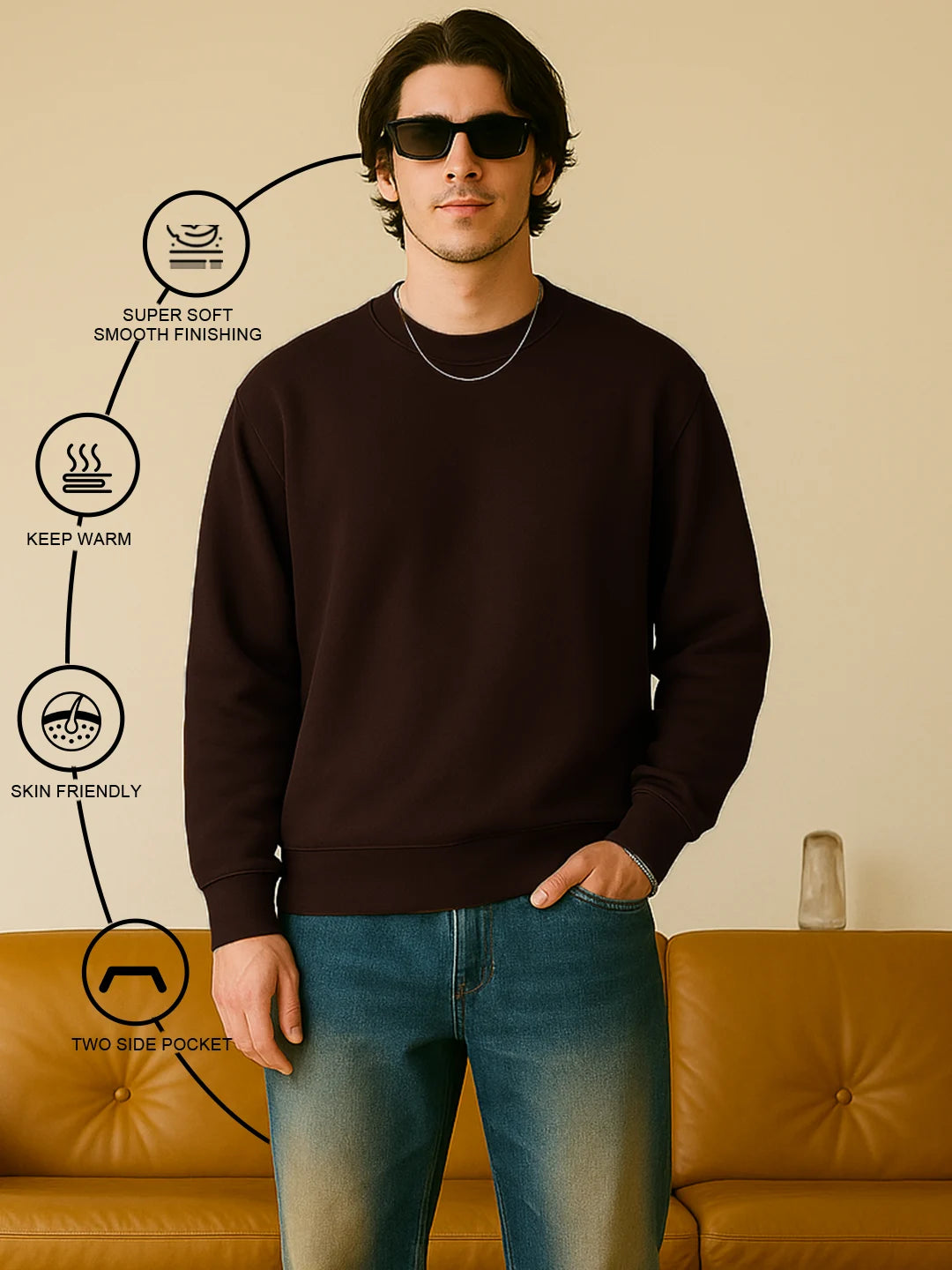 Brown - Fleece Sweatshirt
