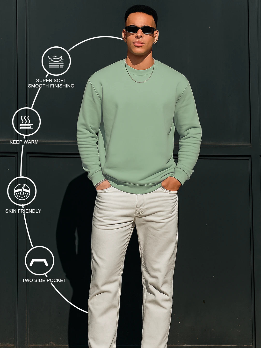 Sage Green - Fleece Sweatshirt