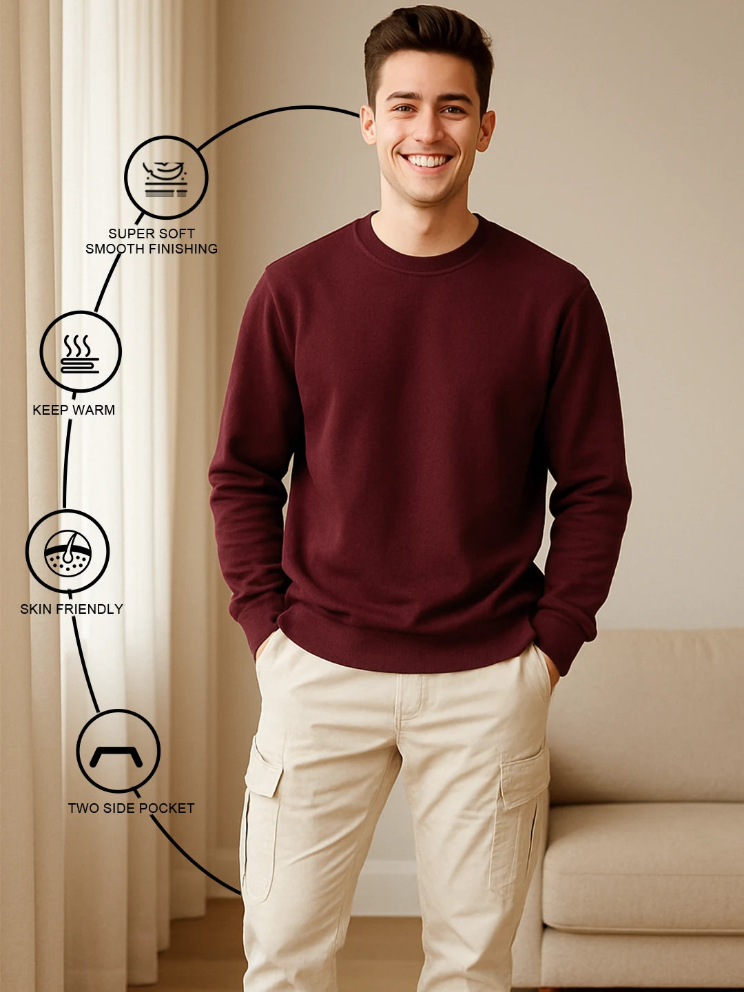 Maroon - Fleece Sweatshirt