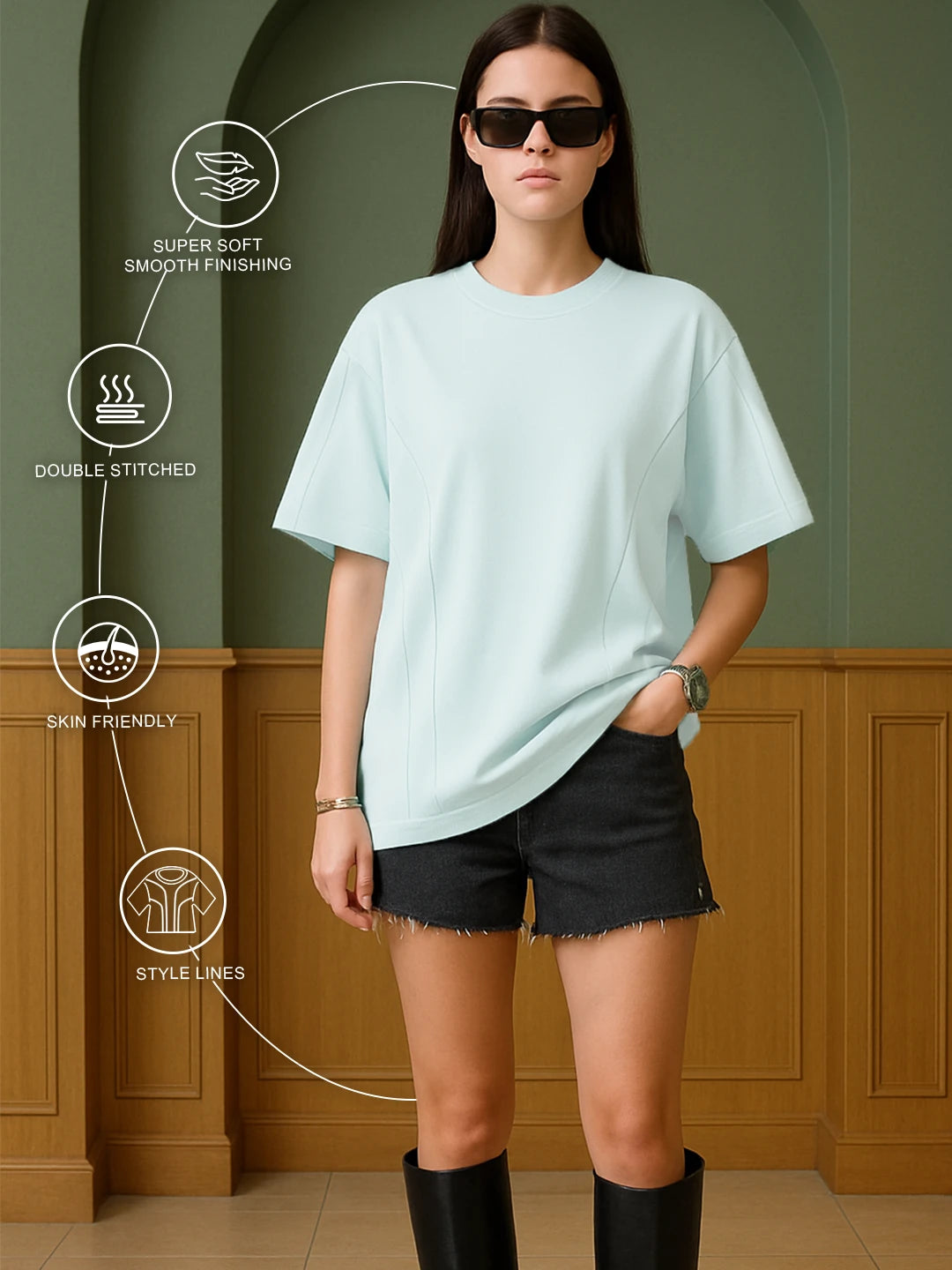 Light Sky Blue Oversized T-shirt