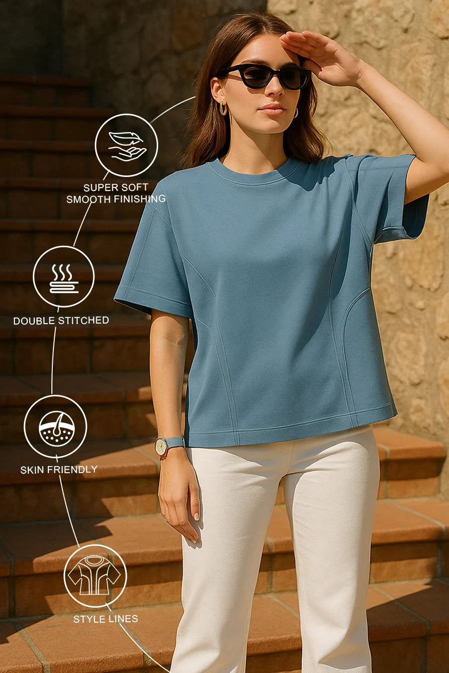 Dusty Blue Oversized T-shirt