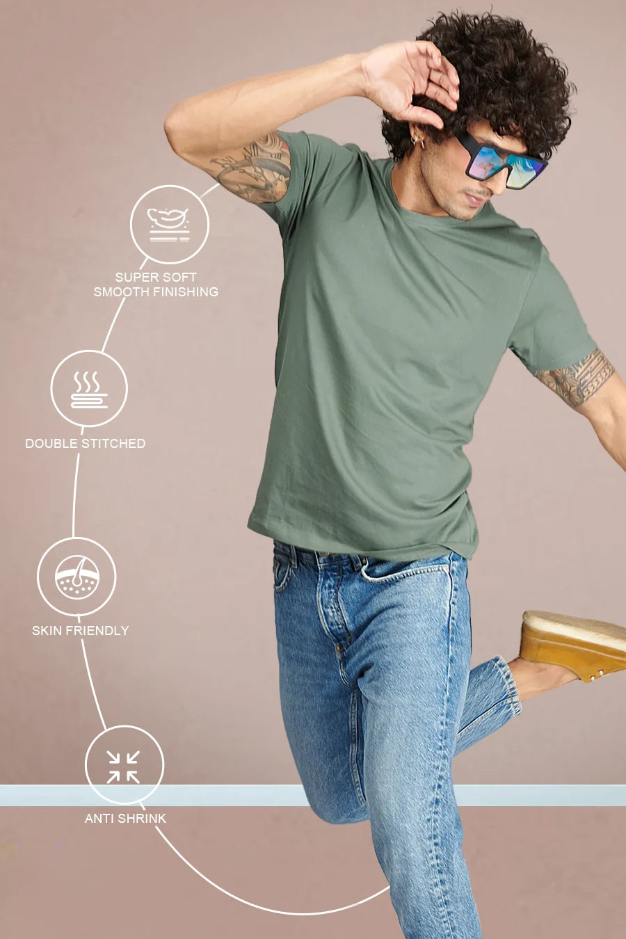 Pack 3 - Light Pink, Sage Green & Peach - Classic Crew