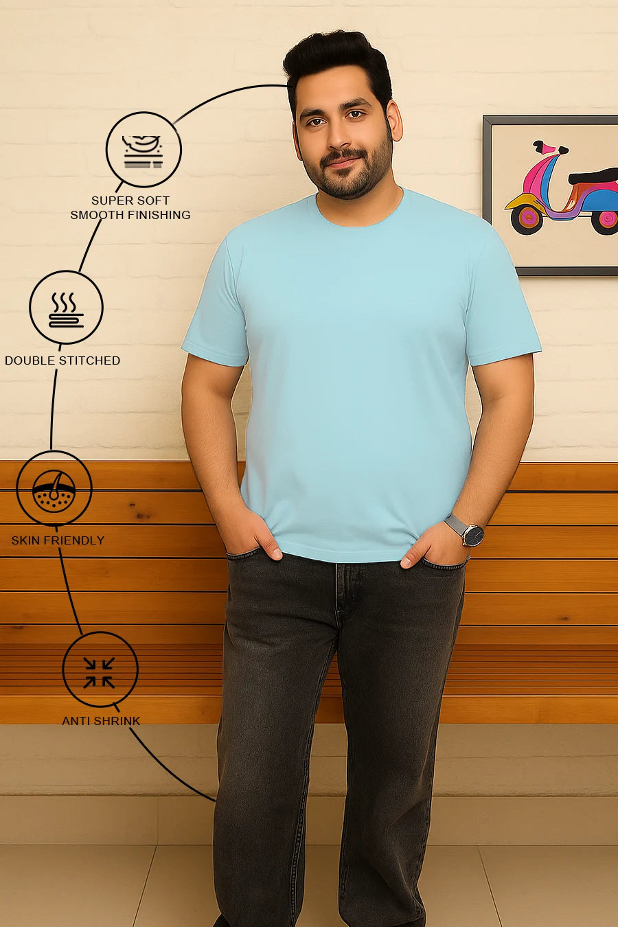 Plus Size - Sky Blue - Classic Crew