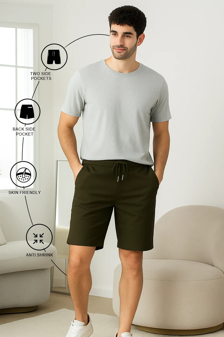 Olive Green - Terry Shorts