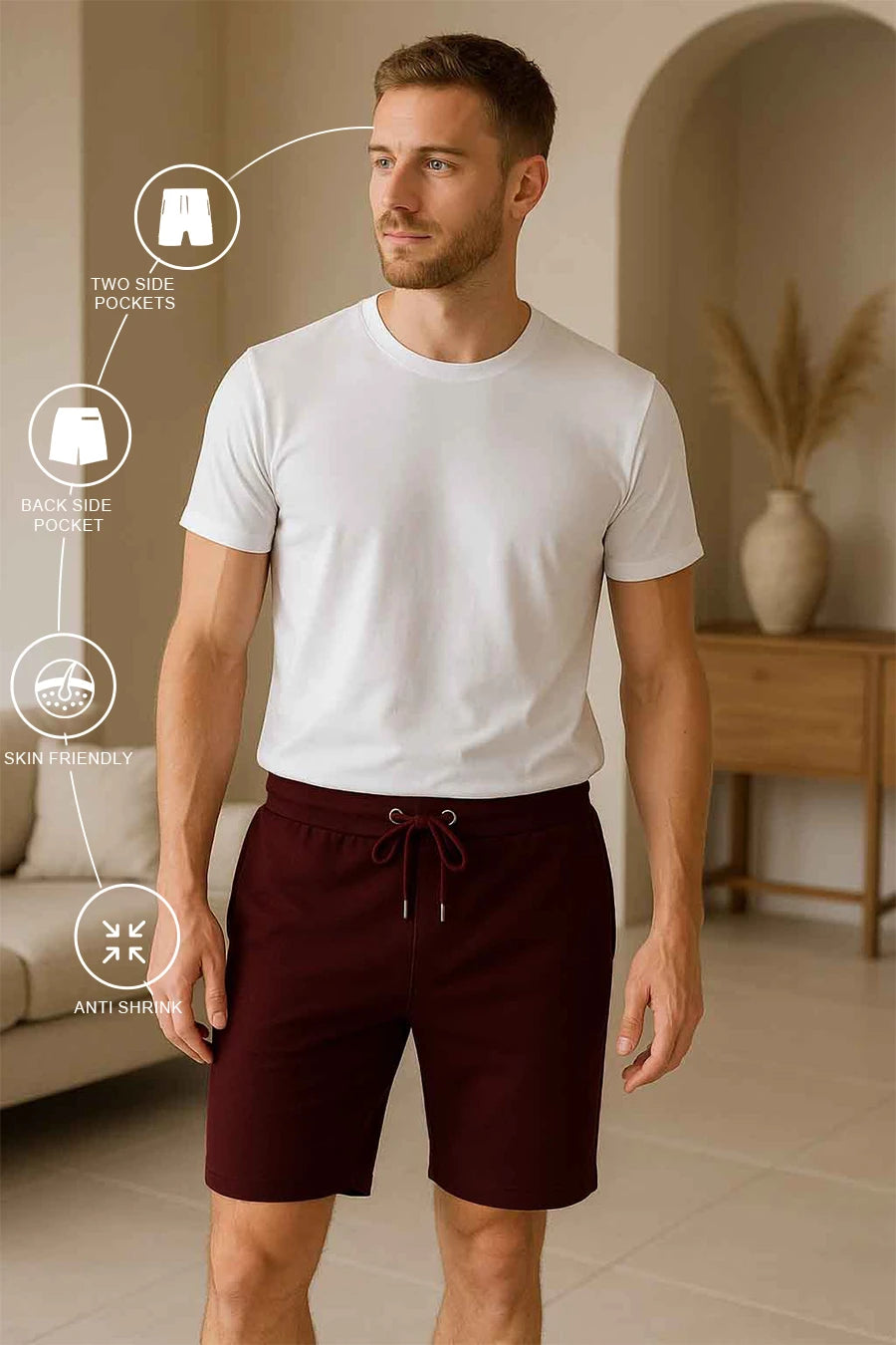 Maroon - Terry Shorts