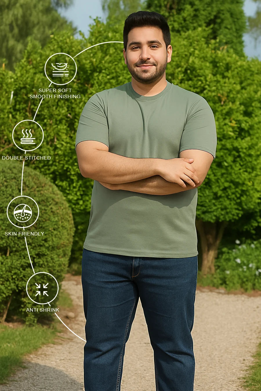 Plus Size -Sage Green - Classic Crew
