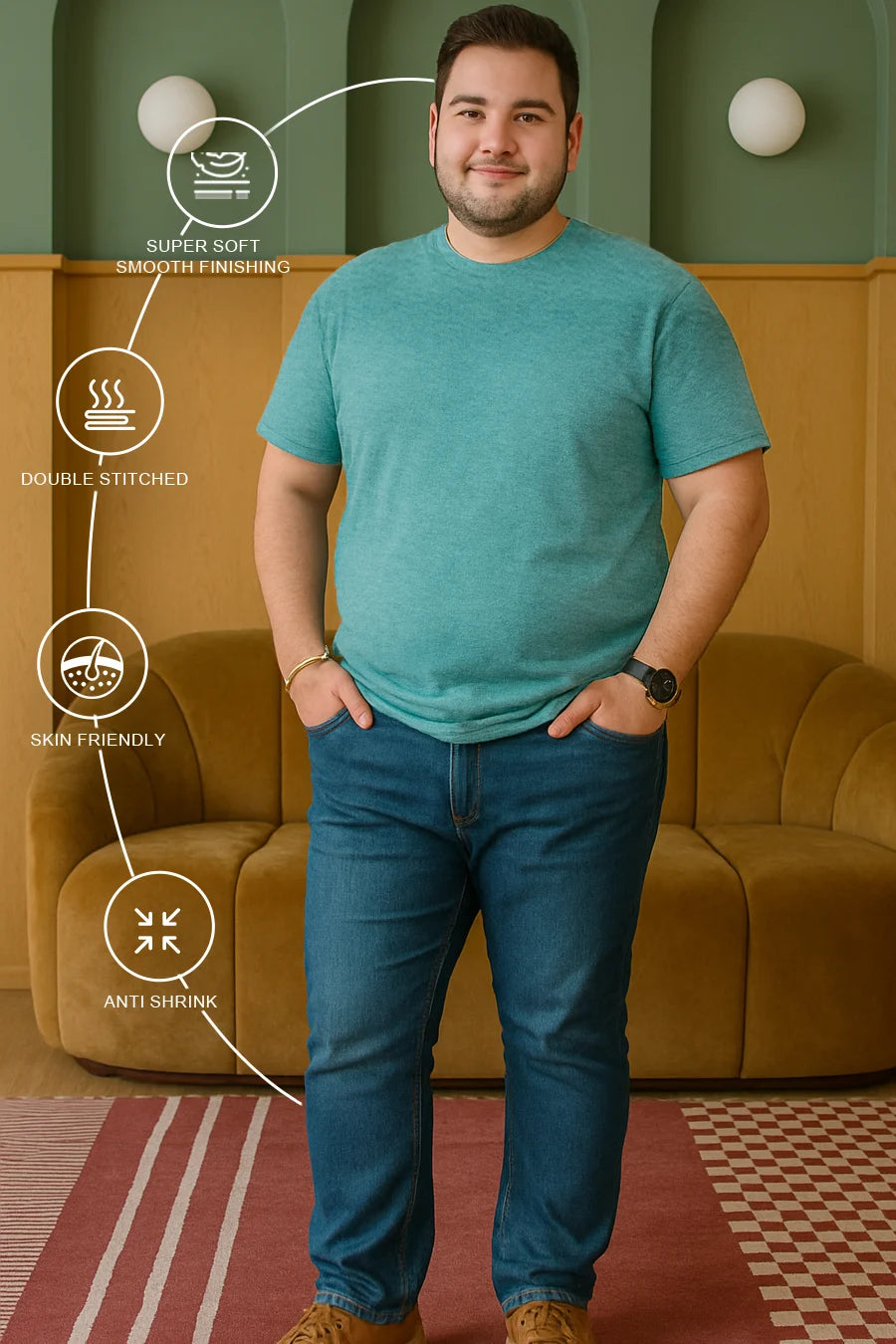 Plus Size - Cerulean Melange - Classic Crew