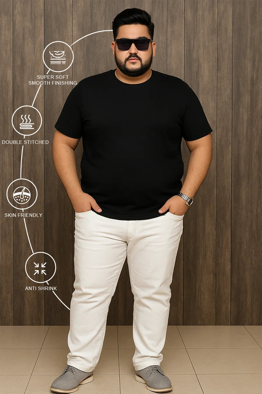 Plus Size - Black - Classic Crew
