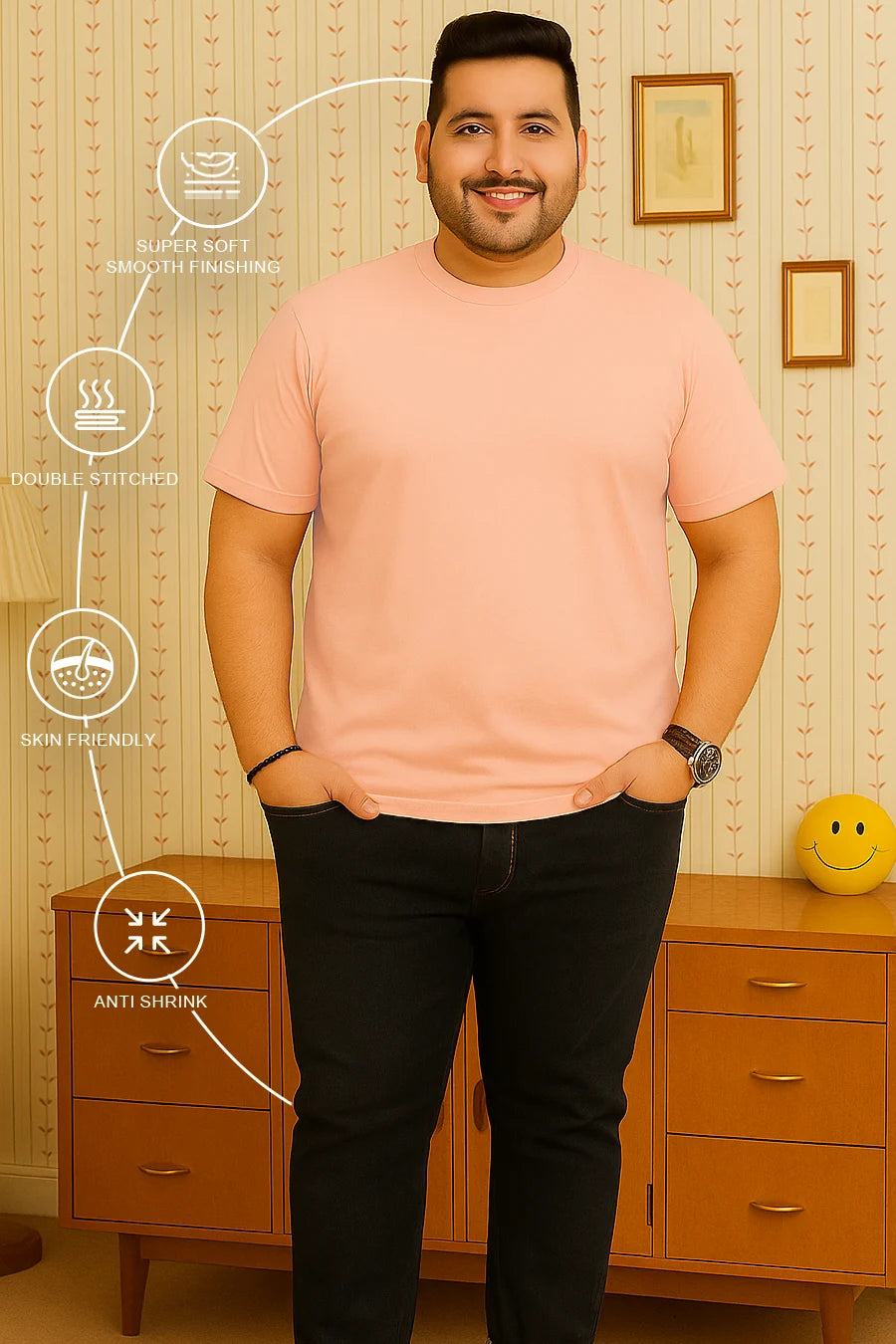 Plus Size -Peach - Classic Crew
