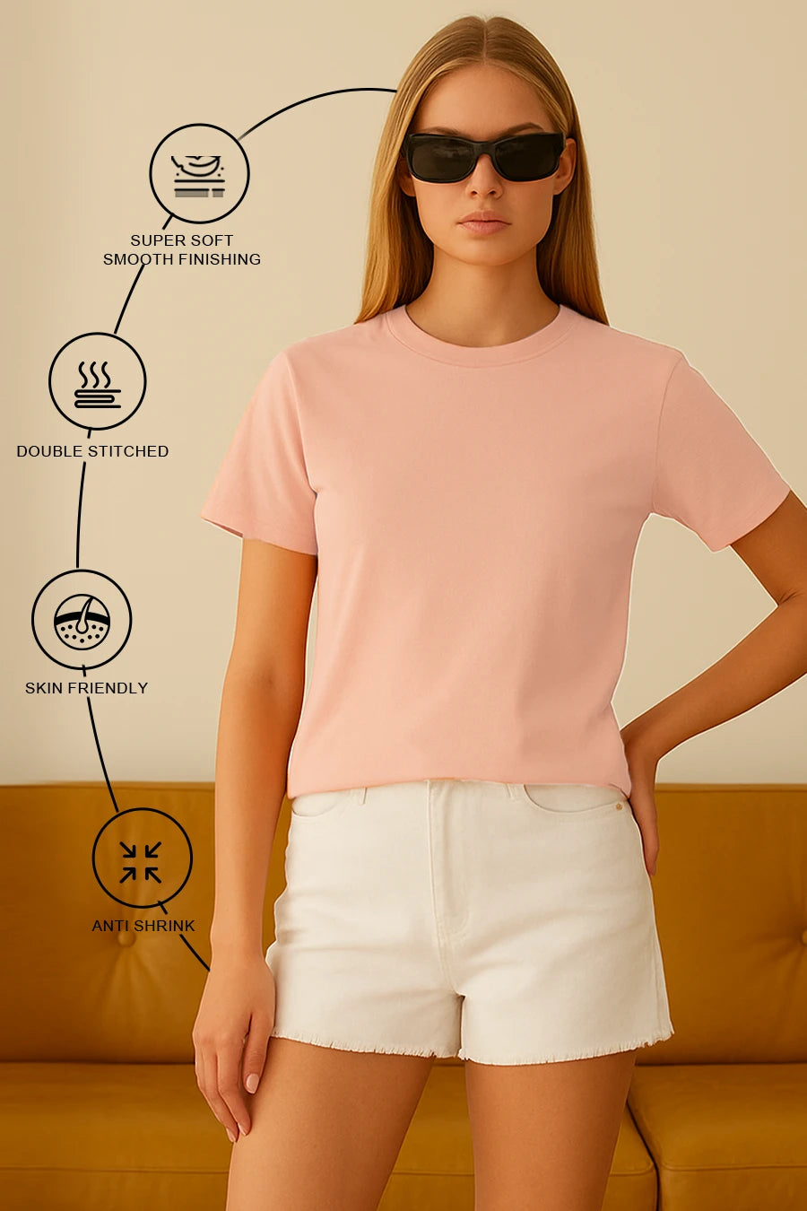 Classic Crew in Peach