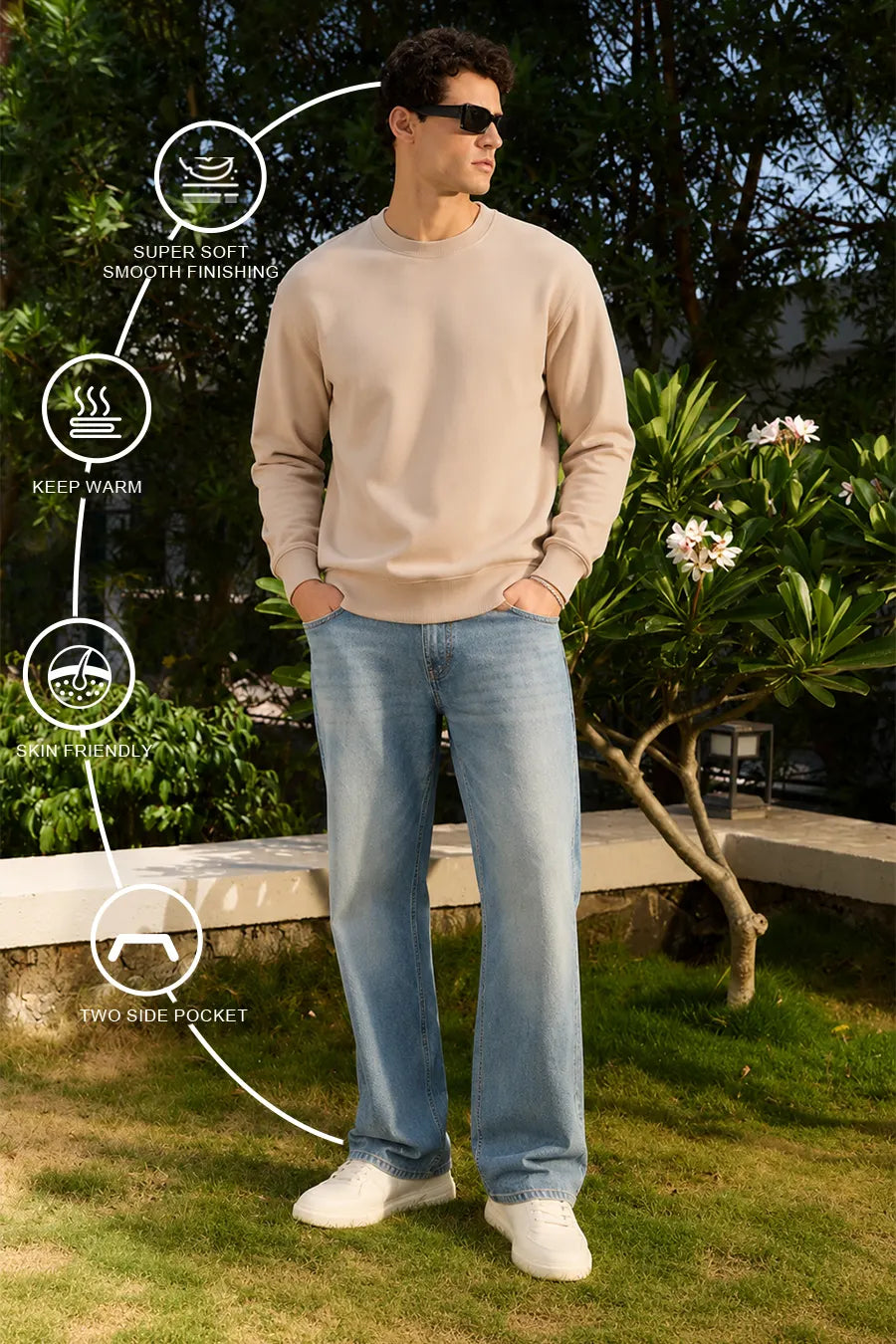 Almond Beige - Fleece Sweatshirt