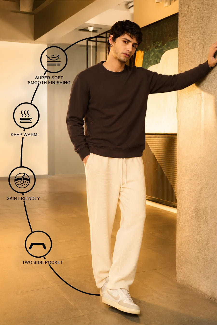 Brown - Fleece Sweatshirt