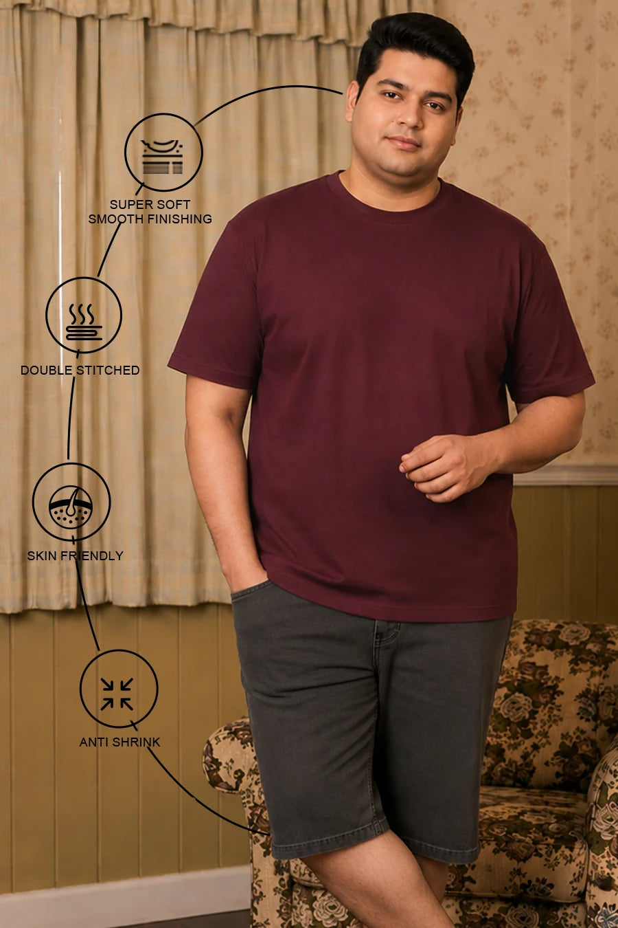 Plus Size - Maroon - Classic Crew