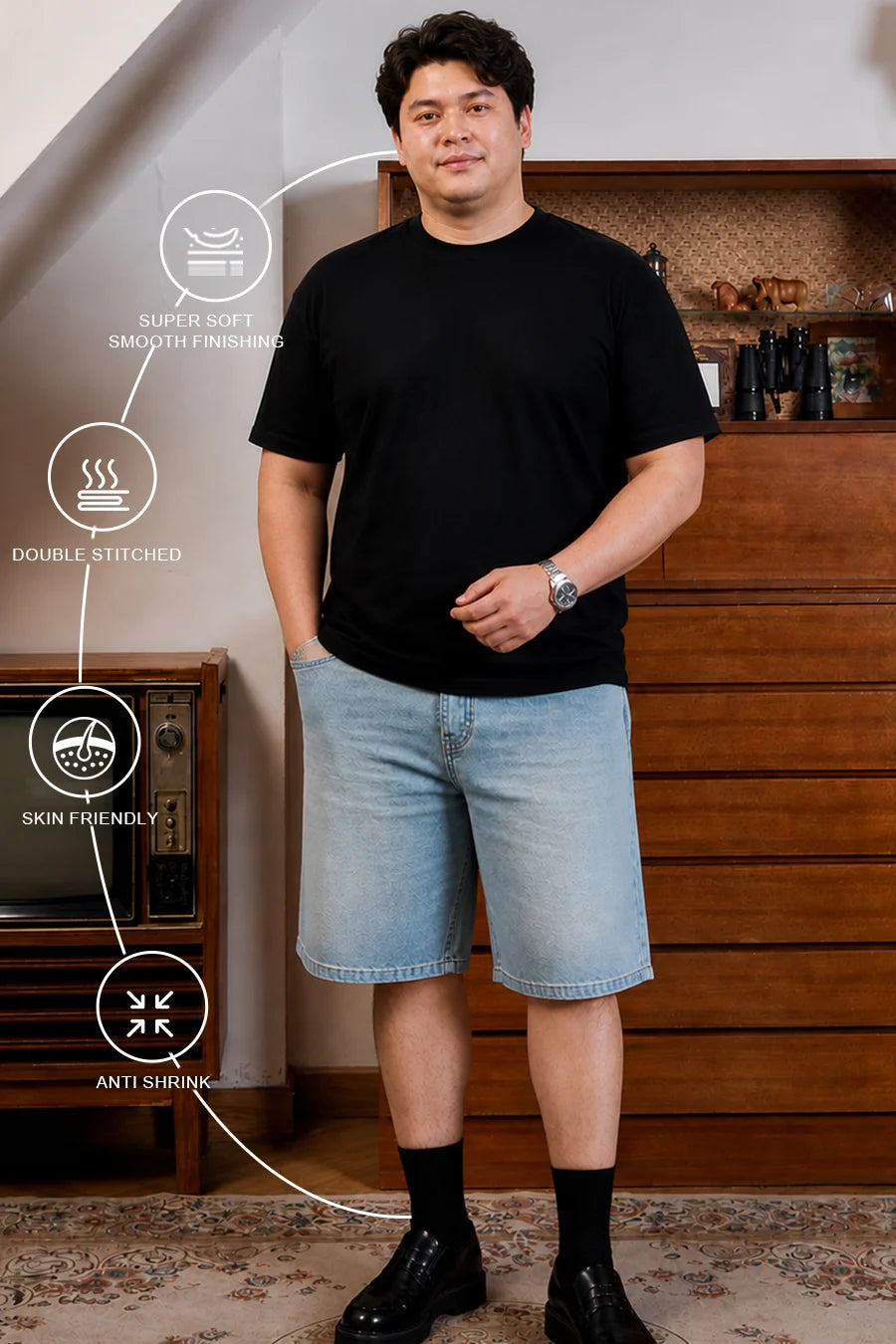 Plus Size - Black - Classic Crew