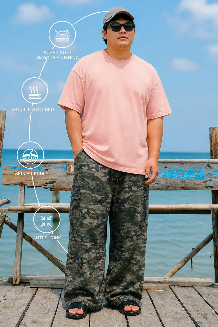 Plus Size -Peach - Classic Crew