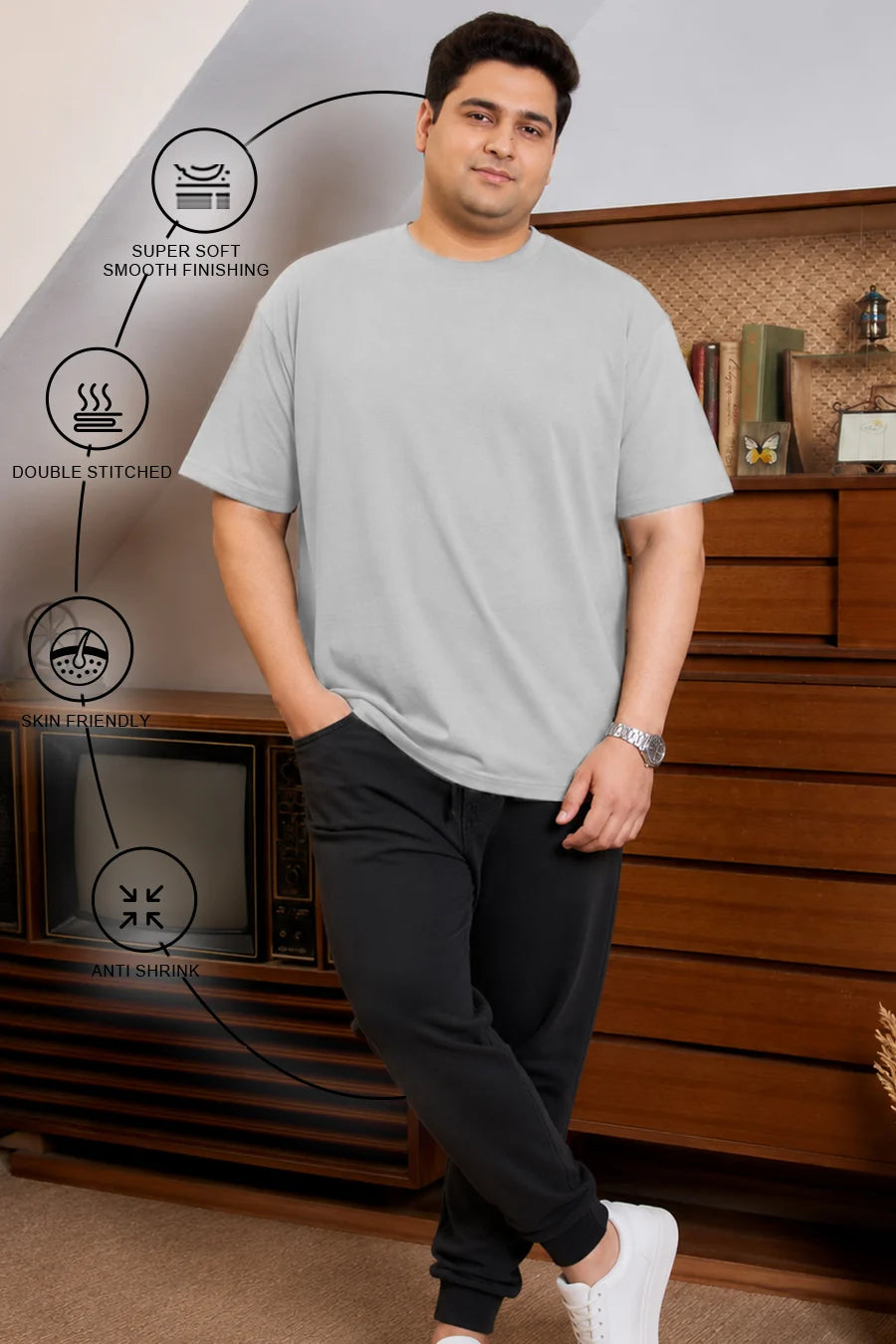 Plus Size - Light Grey - Classic Crew