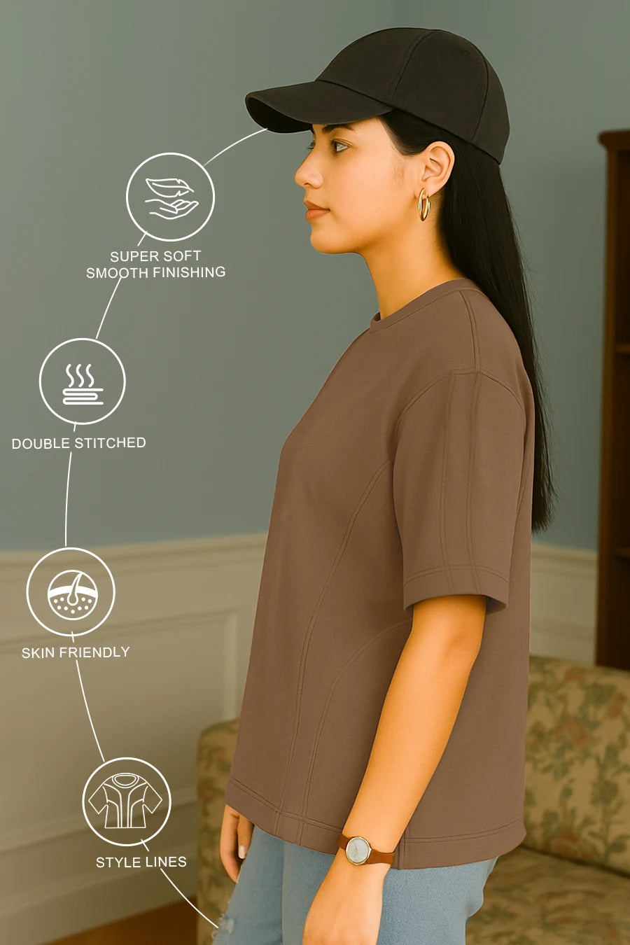 Toffee Brown Oversized T-shirt
