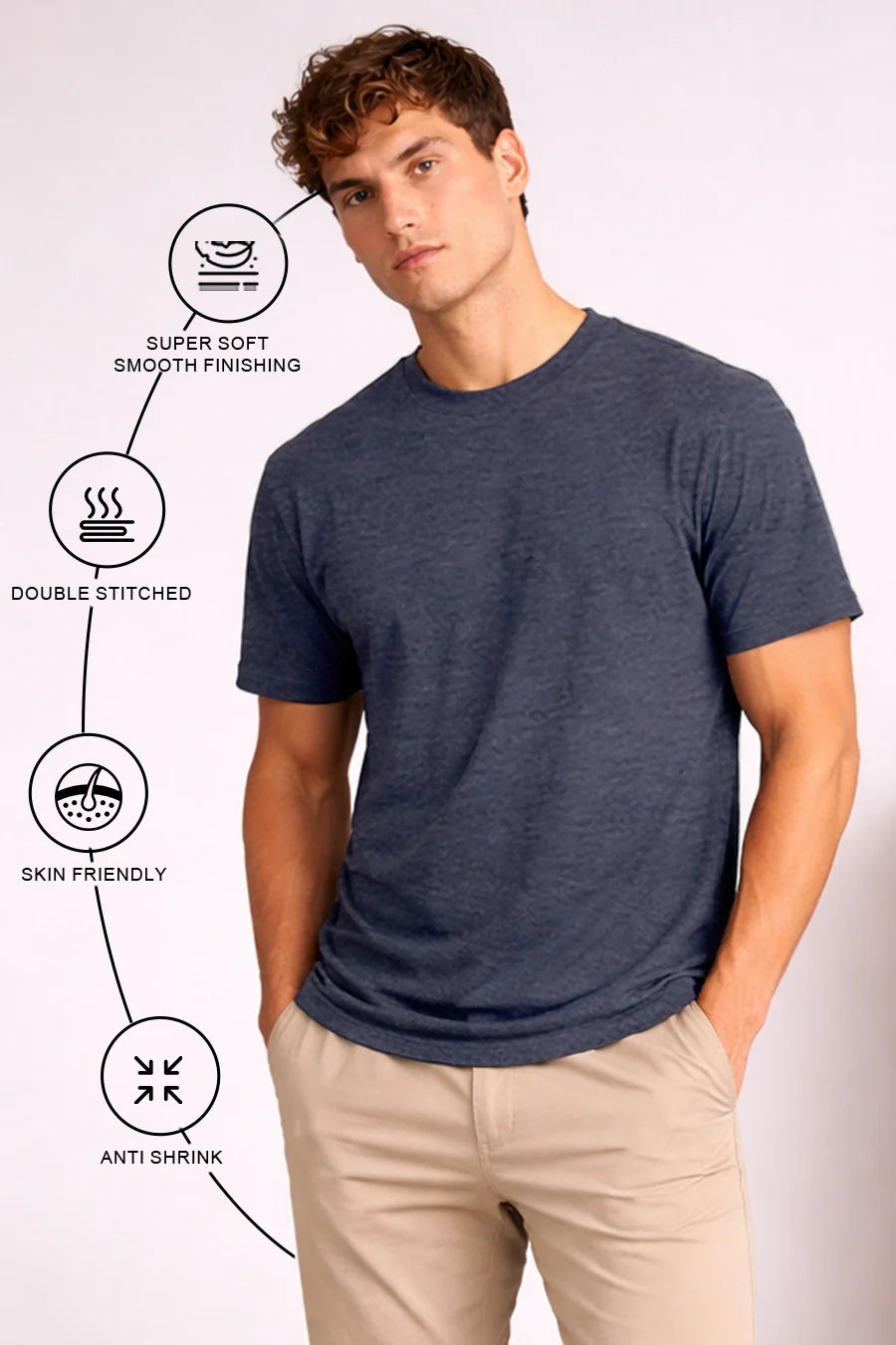 Classic Crew in Navy Melange