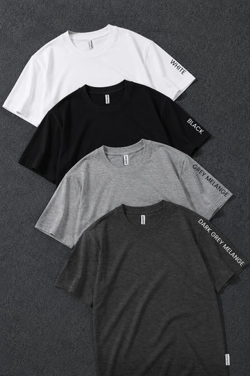 Pack 4 - Black, White, Light Grey, Dark Grey