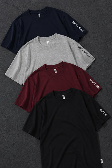 Pack 4 - Light Grey, Navy Blue, Maroon, Black