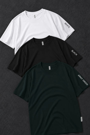 Pack 3 - Black, white & Army Green - Classic Crew