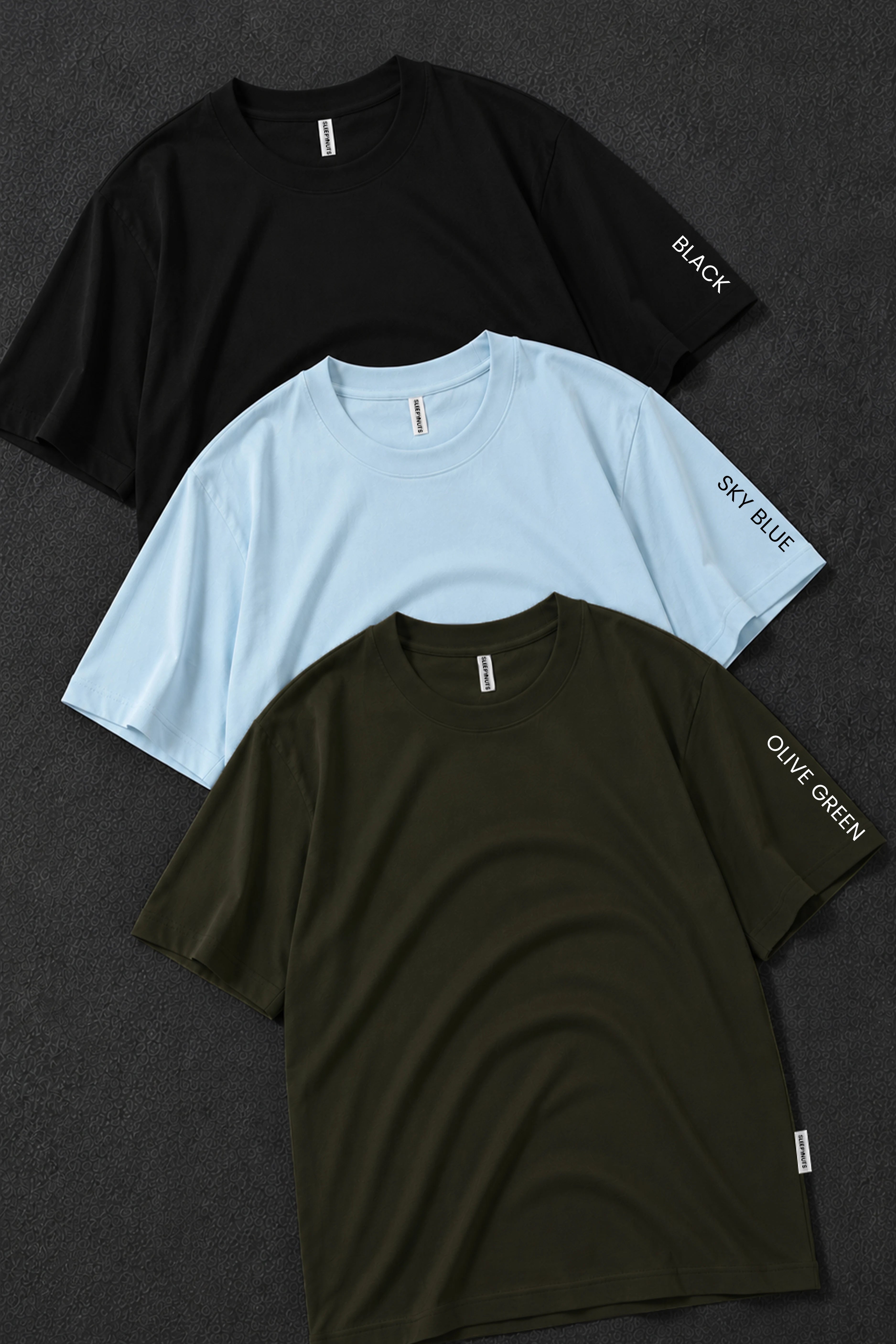 Pack 3 - Black, Sky blue & Olive - Classic Crew
