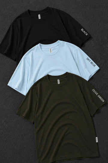 Pack 3 - Black, Sky blue & Olive - Classic Crew