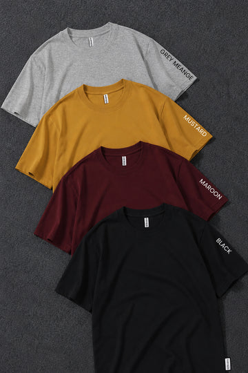 Pack 4 - Light Grey, Musterd, Maroon, Black