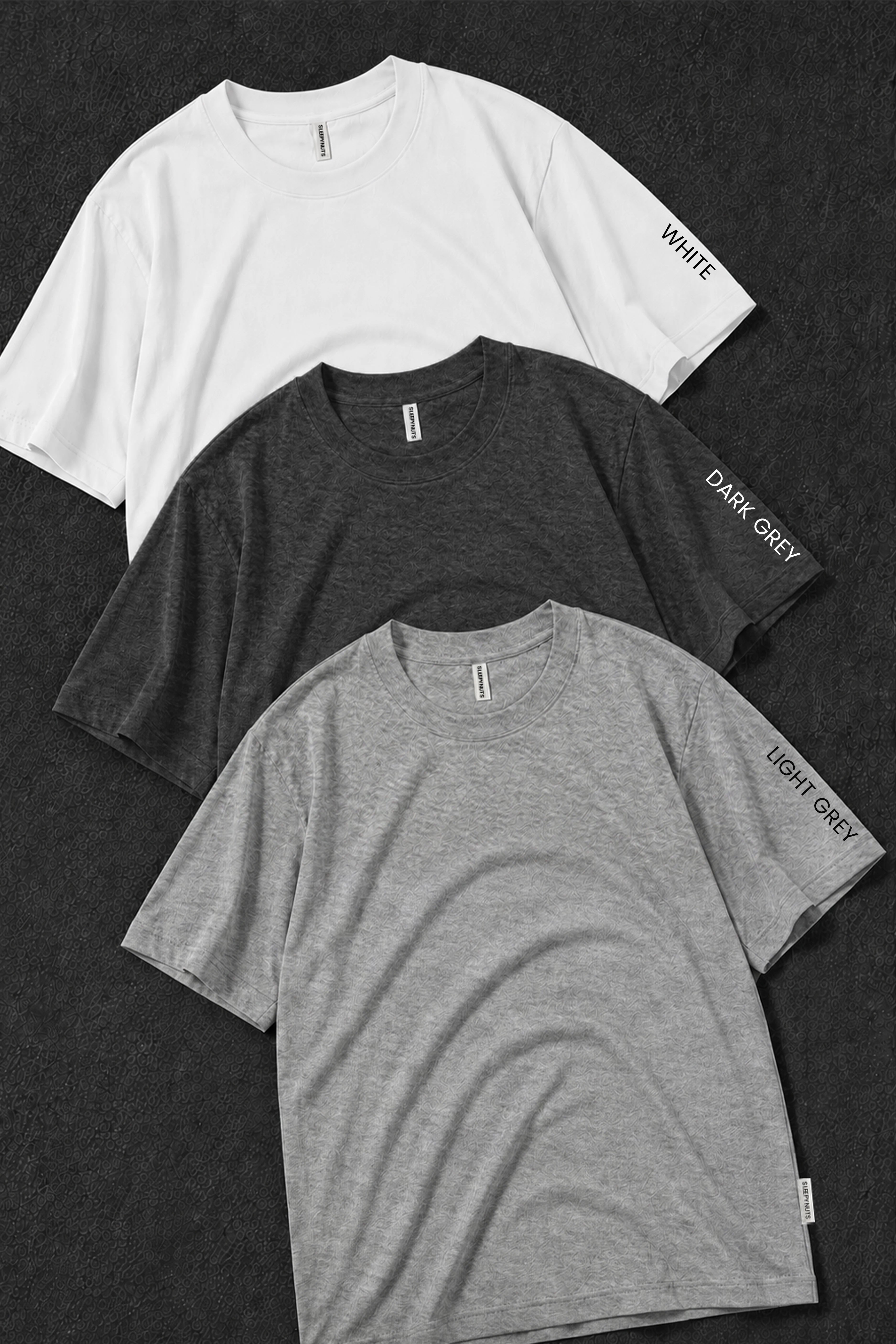 Pack 3 - Black, White & Light grey - Classic Crew